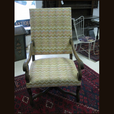 19th c Upholstered Armchair