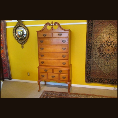 Chippendale-Style Tiger Maple Highboy