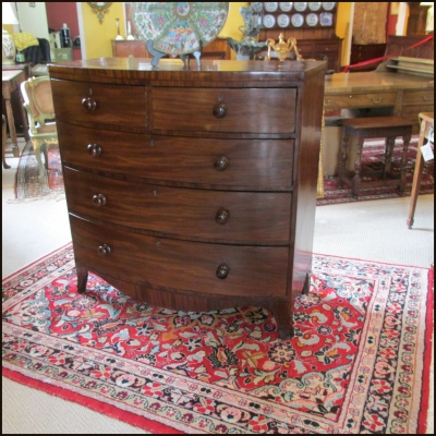 19th c Mahogany Bow-front chest