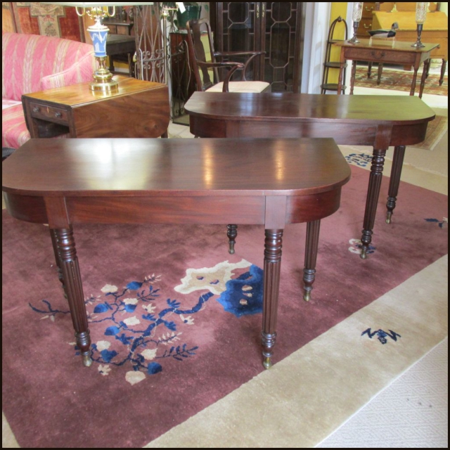 Pair of 19th c Mahogany Demi Lune Tables   SOLD - Image 3
