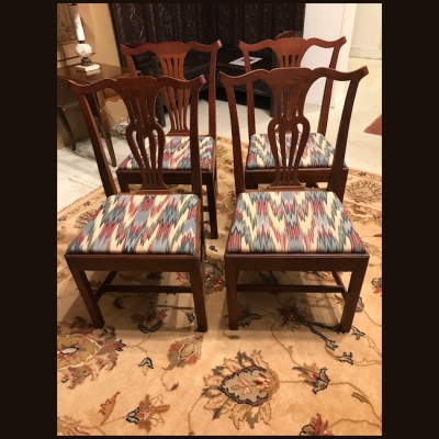 Set of 4 Mahogany Chippendale-Style Side Chairs