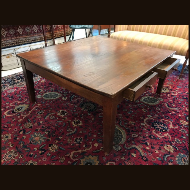 Mid 20th c Benchmade Walnut Square Coffee table - Image 5