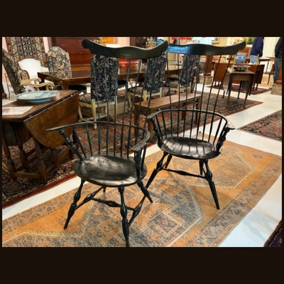 Pair of American Painted Windsor Armchairs