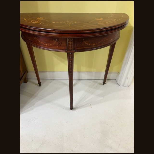 19th c English Mahogany Marquetry Game Table SOLD - Image 3